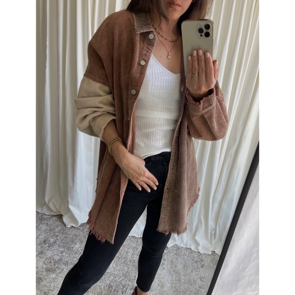 Kanzler | Jackets & Coats | Pol Heather Corduroy Shacket Brownrustcream ...